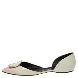 Roger Vivier Two Tone Patent Leather Embellished D'orsay Ballet Flats Size 40