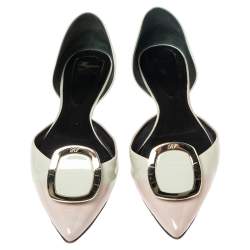 Roger Vivier Two Tone Patent Leather Embellished D'orsay Ballet Flats Size 40
