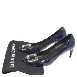 Pre Owned Roger Vivier Blue Patent Leather Limelight Buckle Pumps Size 41
