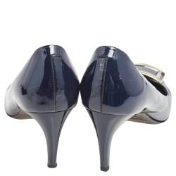 Pre Owned Roger Vivier Blue Patent Leather Limelight Buckle Pumps Size 41