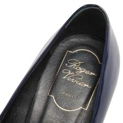 Pre Owned Roger Vivier Blue Patent Leather Limelight Buckle Pumps Size 41