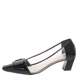 Roger Vivier Black PVC And Patent Leather Square Toe Pumps Size 37