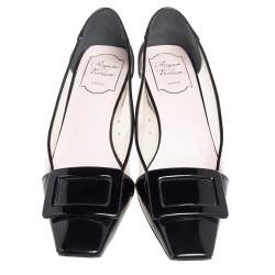 Roger Vivier Black PVC And Patent Leather Square Toe Pumps Size 37
