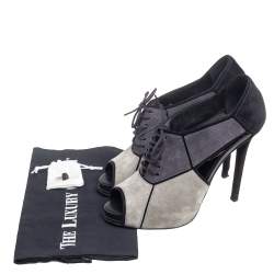 Roger Vivier Multicolor Suede Cut Out Lace Up Booties Size 39