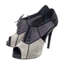 Roger Vivier Multicolor Suede Cut Out Lace Up Booties Size 39