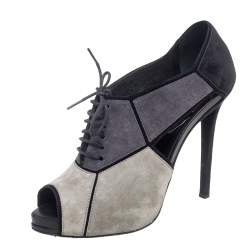 Roger Vivier Multicolor Suede Cut Out Lace Up Booties Size 39