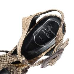 Roger Vivier Brown Python Leather Ankle Strap Sandals Size 39.5