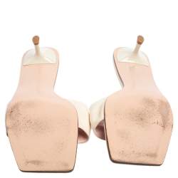 Roger Vivier Cream Leather Covered Buckle Mules Size 41