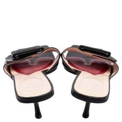 Pre Owned Roger Vivier Black Leather Covered Buckle Mules Size 41