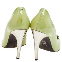 Pre Owned Roger Vivier Green Patent Leather Trompette Pumps Size 37.5