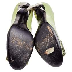 Pre Owned Roger Vivier Green Patent Leather Trompette Pumps Size 37.5
