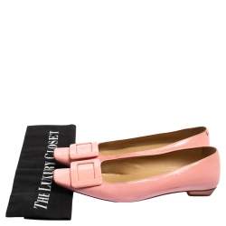 Pre Owned Roger Vivier Pink Patent Leather Ballet Flat Pumps Size 37.5