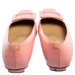 Pre Owned Roger Vivier Pink Patent Leather Ballet Flat Pumps Size 37.5