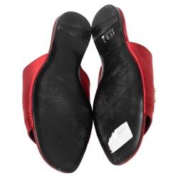 Roger Vivier Red Satin Crystal Embellished Flat Sandals Size 40