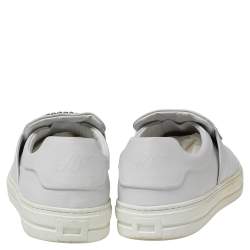 Pre Owned Roger Vivier White Leather Sneaky Viv Embellished Slip On Sneakers Size 40