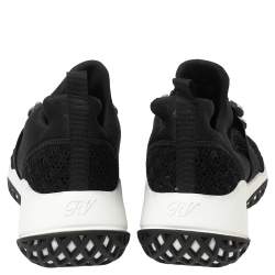 Pre Owned Roger Vivier Black Leather And Fabric Sneaky Viv Crystal Embellished Slip On Sneakers Size 40