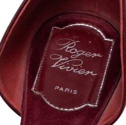 Pre Owned Roger Vivier Wine Red Satin Trompette Crystals D' Orsay Ballet Flats Size 37