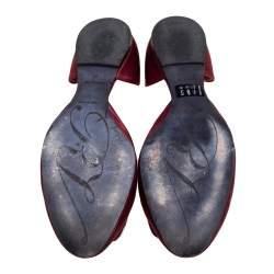 Pre Owned Roger Vivier Wine Red Satin Trompette Crystals D' Orsay Ballet Flats Size 37