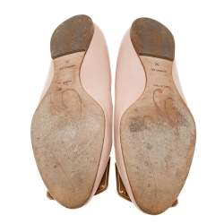 Pre Owned Roger Vivier Beige Leather Trompette Ballet Flats Size 38