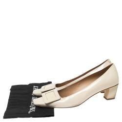 Pre Owned Roger Vivier Cream Patent Leather Belle Pumps Size 38