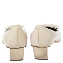 Pre Owned Roger Vivier Cream Patent Leather Belle Pumps Size 38