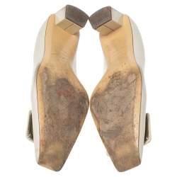 Pre Owned Roger Vivier Cream Patent Leather Belle Pumps Size 38