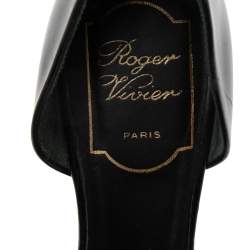 Pre Owned Roger Vivier Black Leather Chips D'orsay Buckle Pumps Size 35.5