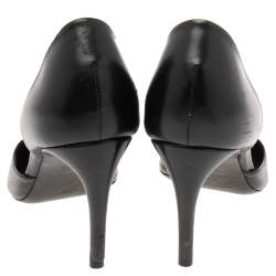 Pre Owned Roger Vivier Black Leather Chips D'orsay Buckle Pumps Size 35.5