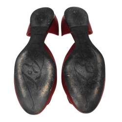 Pre Owned Roger Vivier Red Satin Crystal Embellished Chip Ballet Flats Size 40