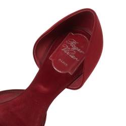 Pre Owned Roger Vivier Red Satin Crystal Embellished Chip Ballet Flats Size 40