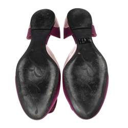 Pre Owned Roger Vivier Magenta/Dusty Pink Satin Crystal Embellished Chip Ballet Flats Size 39.5