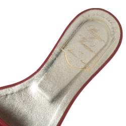 Roger Vivier Red Leather Pilgrim De Jour Flat Slides Size 36