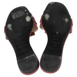 Roger Vivier Red Leather Pilgrim De Jour Flat Slides Size 36