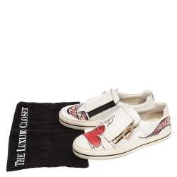 Roger Vivier White  Leather Sneaky Viv Zip-Up Sneakers Size 37