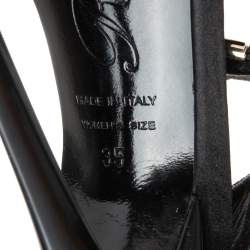 Pre Owned Roger Vivier Black Velvet Bow Ankle Strap Sandals Size 35