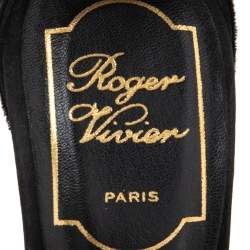 Pre Owned Roger Vivier Black Velvet Bow Ankle Strap Sandals Size 35