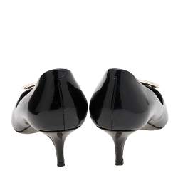Pre Owned Roger Vivier Black Patent Leather Kitten Heel Pumps Size 37.5