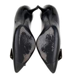 Pre Owned Roger Vivier Black Patent Leather Kitten Heel Pumps Size 37.5