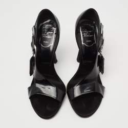 Roger Vivier  Black Patent Leather Buckle D"orsay  Sandals Size 39