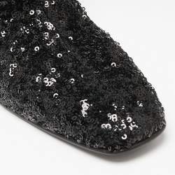 Roger Vivier Black Sequins Polly Over The Knee Mirror Block Heel Boots Size 39