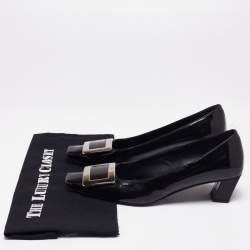 Pre Owned Roger Vivier Black Patent Leather Belle Pumps Size 37.5