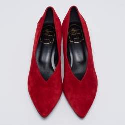 Roger Vivier Red Suede Pointed Toe Pumps Size 39