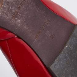 Pre Owned Roger Vivier Red Patent Leather Chips Buckle Flat D'Orsay Sandals Size 36