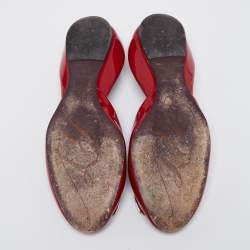 Pre Owned Roger Vivier Red Patent Leather Chips Buckle Flat D'Orsay Sandals Size 36