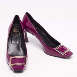 Pre Owned Roger Vivier Purple Patent Leather Trompette Pumps Size 40