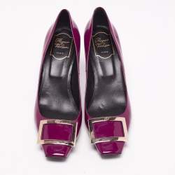 Pre Owned Roger Vivier Purple Patent Leather Trompette Pumps Size 40
