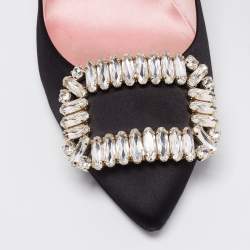 Pre Owned Roger Vivier Black Satin Trompette Pumps Size 40