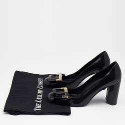 Pre Owned Roger Vivier Black Leather Belle Metal Buckle Pumps Size 37