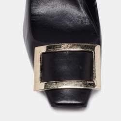 Pre Owned Roger Vivier Black Leather Buckle Pumps Size 38