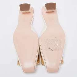 Pre Owned Roger Vivier Cream Patent Leather Belle Vivier Mules Size 35.5
